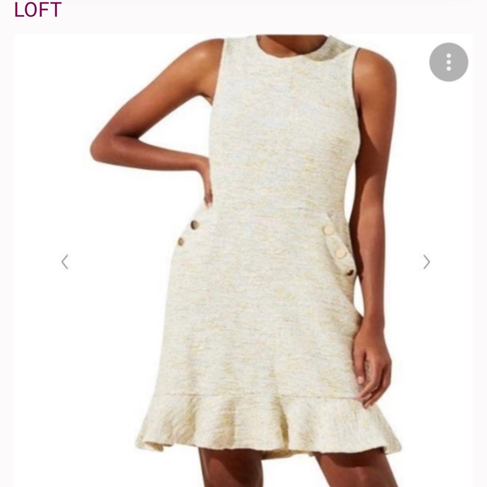 NWT LOFT Cream Sleeveless Mini Dress with Button Accents